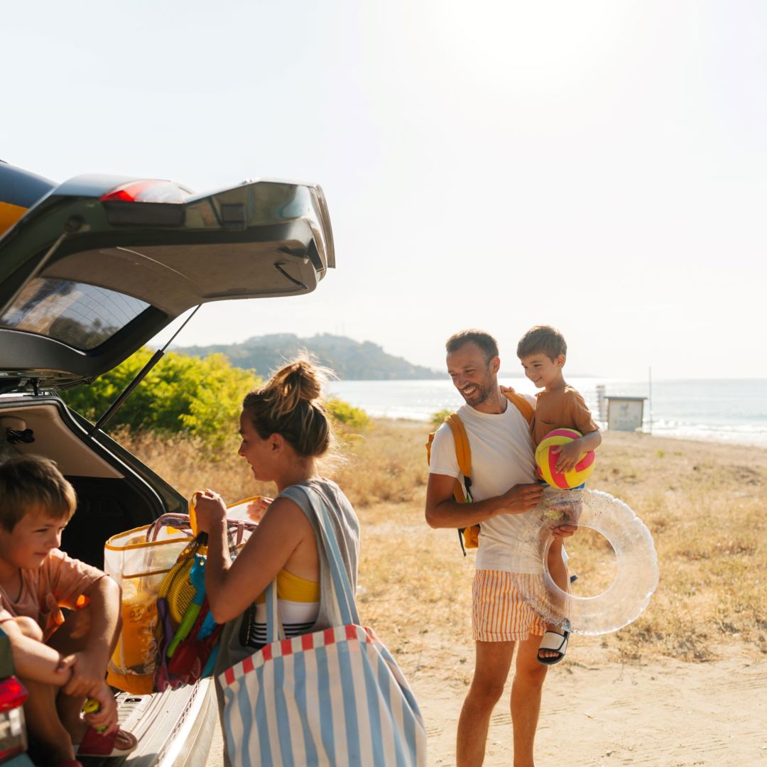 Zomer Banner schoolkind Gezin Strand Zee